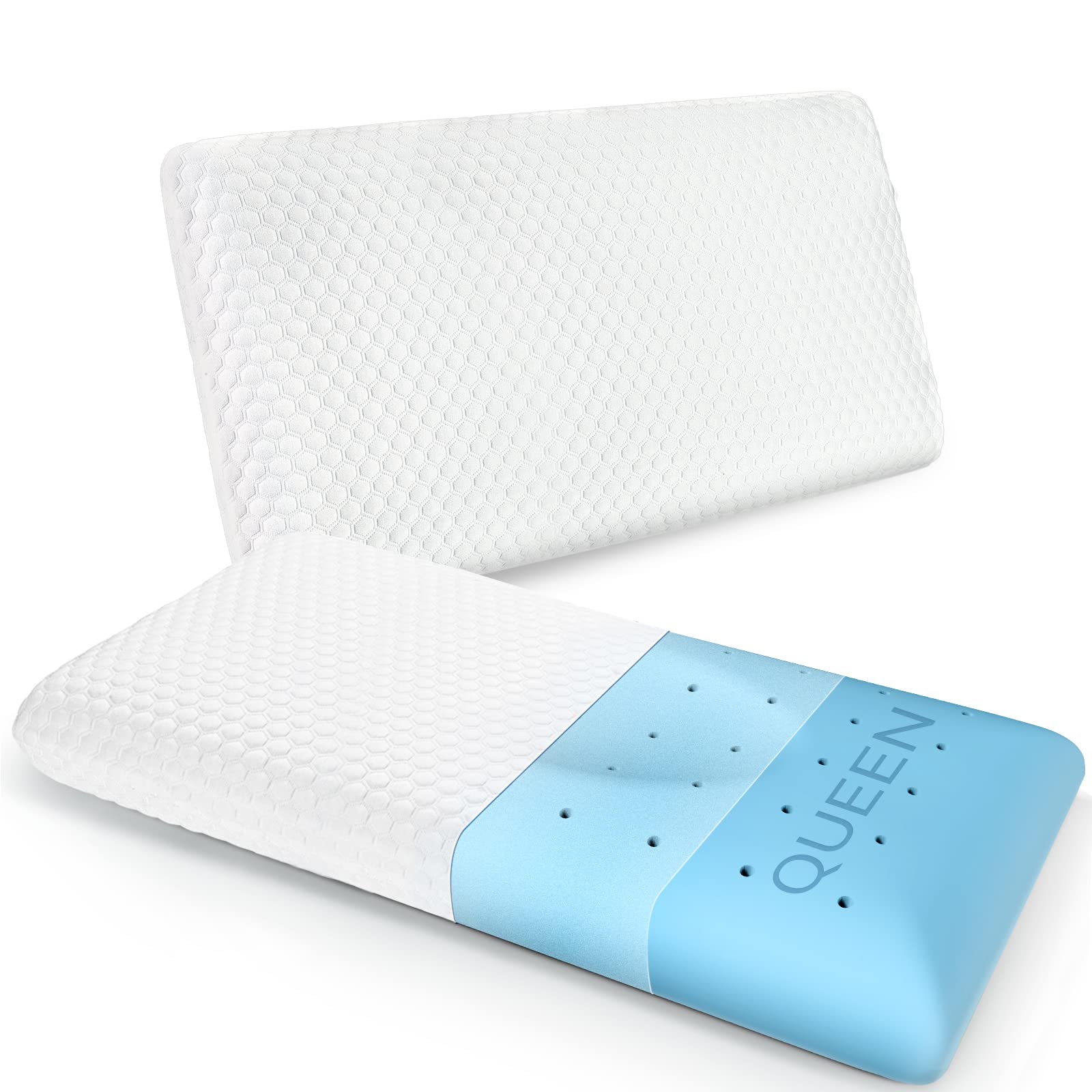 Photo 1 of inight Pillows Queen Size Set of 2, Memory Foam Bed Pillows for Sleeping, Bed Pillow for Side Sleepers & Back Sleepers, Oeko-tex & CertiPUR-US-Queen Size (Pack of 2)