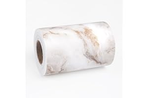 Wallercity Matte White/Gold Marble Print Wallpaper Border Roll for Mirror Frame Peel and Stick Wallpaper Border Stickers Board Trim Moulding Sticker Marble Contact Paper for Wall Decor 3.94''x197''