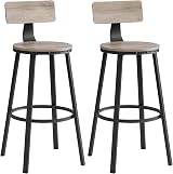 VASAGLE Bar Stools Set of 2 with Backrest 73 cm Tall Greige Black LBC026B02