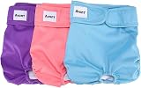 Avont 3 Pack Reusable Dog Diapers Medium Purple Blue Pink Washable