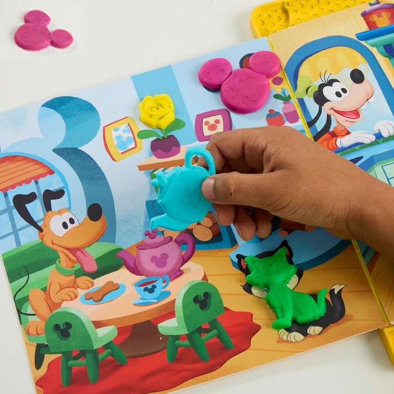 Disney Junior Knet-Bilderbuch Spielset, aufbewahren & mitnehmen, Vorschulspielzeug zum Kneten & Spielen für Kinder ab 2 Jahren