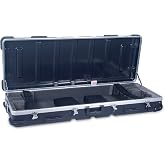 Crossrock 61-Key Keyboard Case with Wheels &ndash; PE Injection Molded Hardshell for Yamaha PSR Models &amp; More, Custom Foam Interior, Waterproof &ndash; Black (CRA862YKBK)