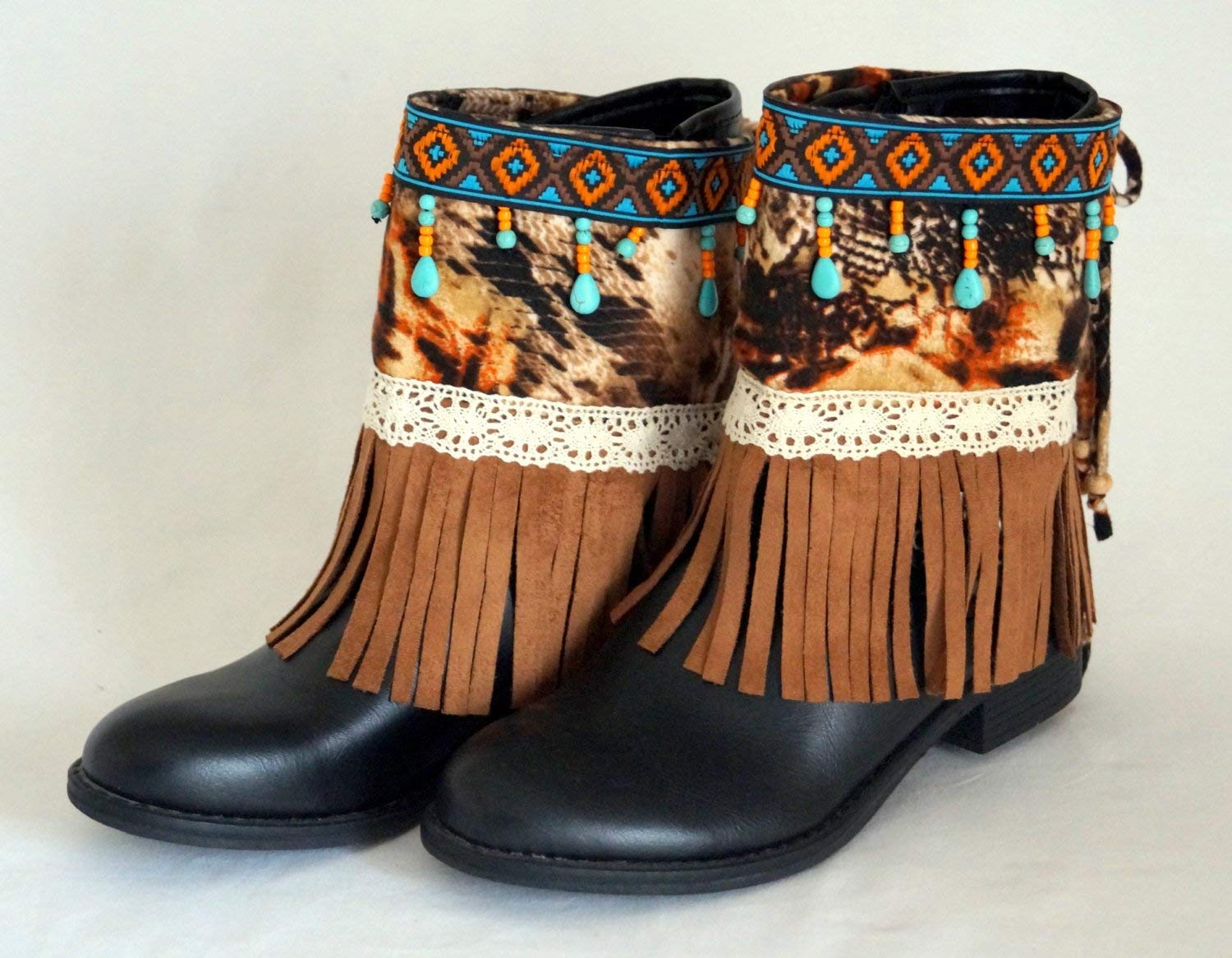 Native American fringe boot coversBoho boot covers Gypsy boot cuffs