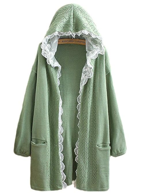 Hqclothingbox Women Kawaii Harajuku Japanese Casual Lace Layered Jacket Coat Knitted Lace Sweater Cardigan
