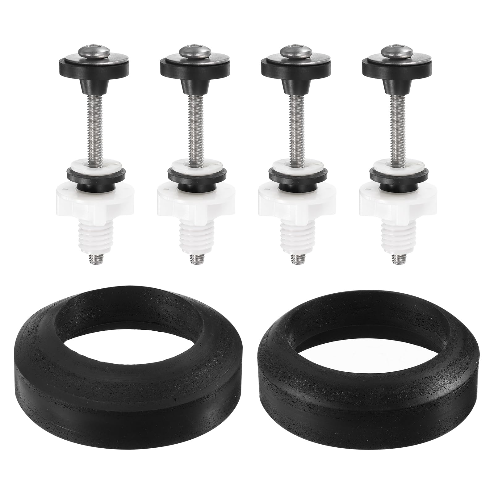 uxcell 4Pcs Tank to Bowl Gasket Kit, Toilet Tank Bolts with Nuts, Rubber Washers, 2Pcs Sealing Rubber Ring, for Bathroom Toilet Repair Screw