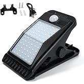 equlup Outdoor Clip On Solar Light, 72 LED Beads IP65 Water Proof Motion Sensor Light Portable Solar Lamp for Fence Garden Backyard Garage (Warm Light)