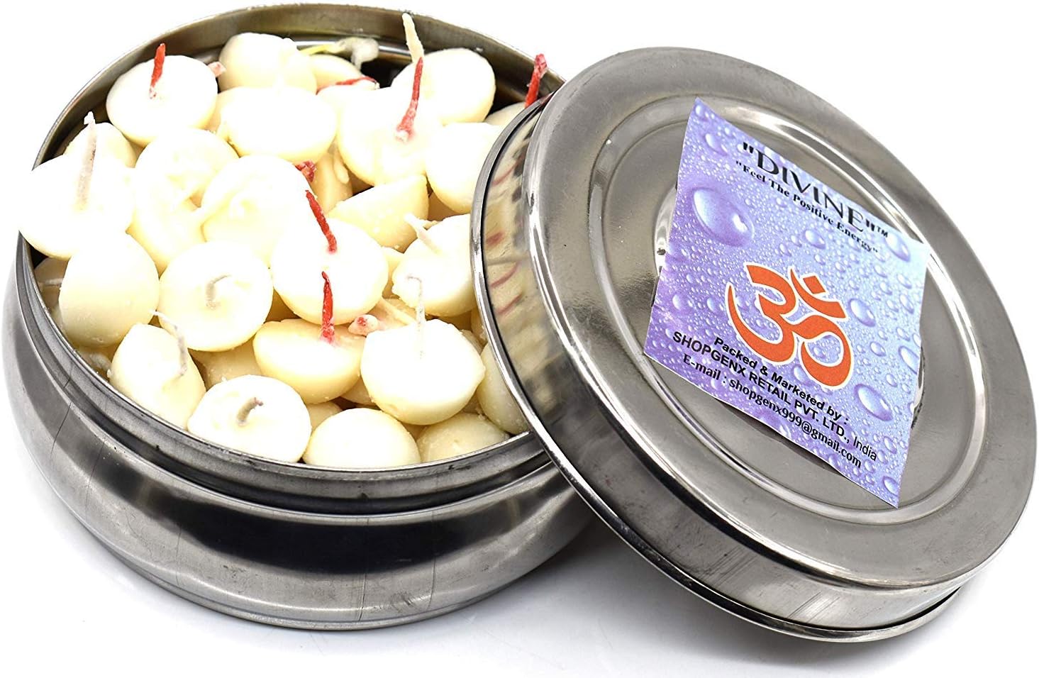 Billion Deals Pure Cow Ghee Wicks (Pack of 100 Pcs) in Steel Box Readymade Diya Batti/puja Batti