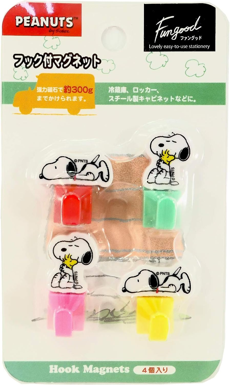 Amazon クラックス フック付マグネット 4個入 スヌーピー マグネット 文房具 オフィス用品