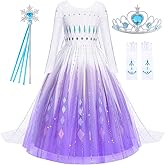 Aolliya Princess Dress for Girls Snow Queen Princess Costumes Purple Princess Dress Up for Halloween Cosplay Carnival