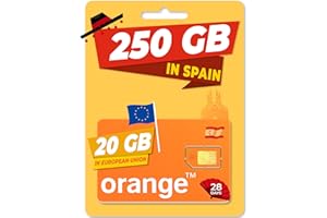 TOUR TECH SIM Orange - 100GB Prepaid SIM Card Spain| 5€ Balance | 800 Minutes for Calls to The US and More Than 50 Countries | 16GB in Europe| Activation Online only at www. tourtech.Shop