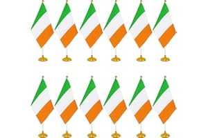 WXTWK 12 Pack Ireland Flag Irishman Desk Flag Small Mini Irishman Table Flags With Stand Base,Home Office Festival Events Celebration Decorations