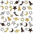 OLYCRAFT 168pcs Cosmos Themed Resin Fillers 3-Color Alloy Star Moon Resin Charms Epoxy Resin Supplies Star Moon Spaceship Resin Cabochons Filling Accessories for Resin Craft Making
