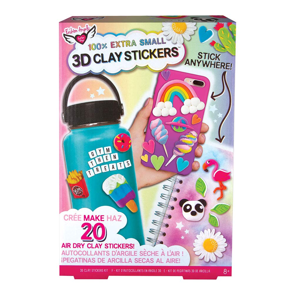 Fashion Angels100% Extra Small Clay Sticker Kit 12529 Air Dry Clay Stickers, Decorate your Accessories Kit, Makes 20 Clay Stickers,multi
