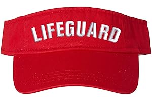 ARMY UNIVERSE Red Lifeguard Visor Hat | Professional Uniform Pool Sun Beach Rescue Guard Brim Cap for Men & Women