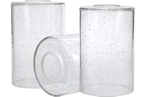 GoldSwift Glass Lamp Shade for Light Fixture, 6-1/16" Height, 4-1/16" Diameter, 1-5/8 inch Fitter, 3 Pack Clear Bubble Seeded