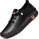 Tenacitee Women's Leather Soft Bottom Flat Shoes Handmade Beef Tendon Leisure Set of Feet Breathable Round Head Non-Slip Mom Loafers