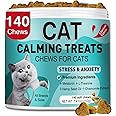 Cat Calming Treats, 140 Soft Chews to Relieve Anxiety, Stress & Prevent Bites, Perfect for Travel & Veterinary Visits, Soothi
