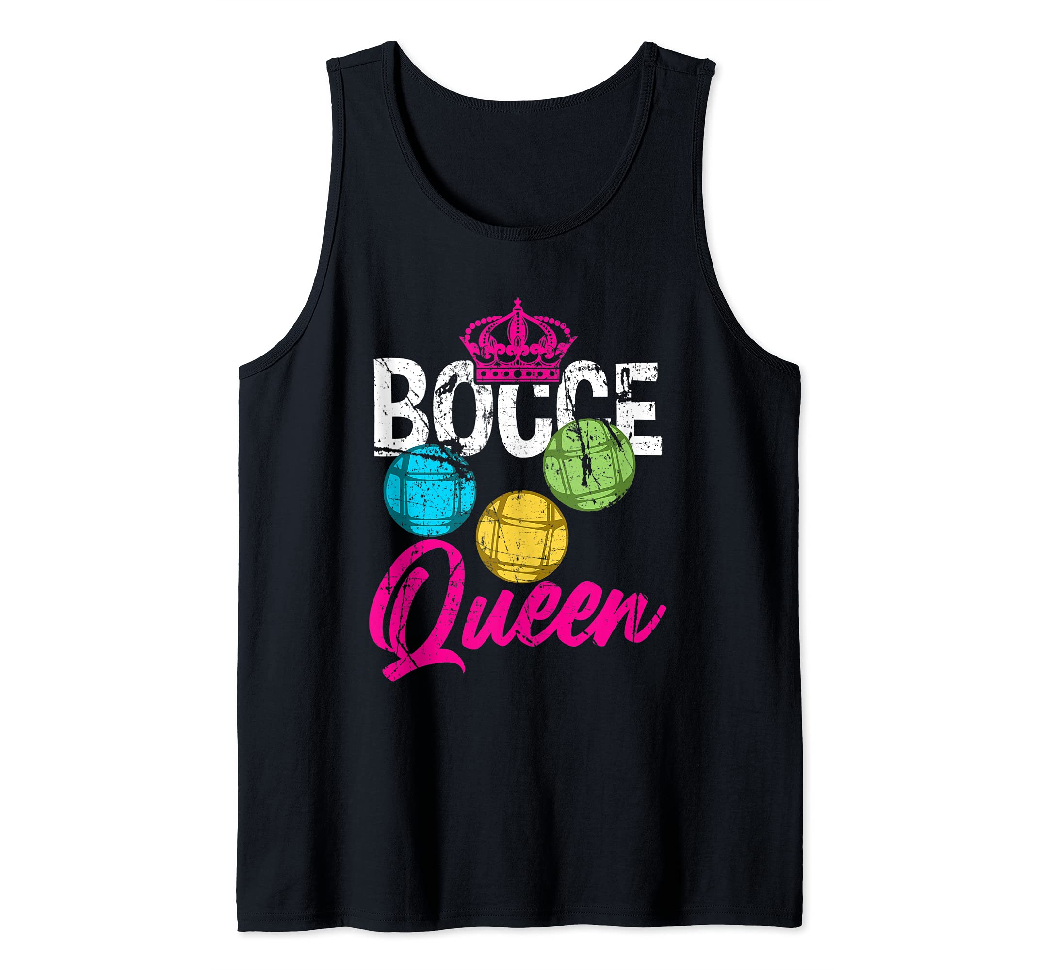 Bocce Ball Queen Hobby Sports Cue Ball Royalty Crown Funny Tank Top