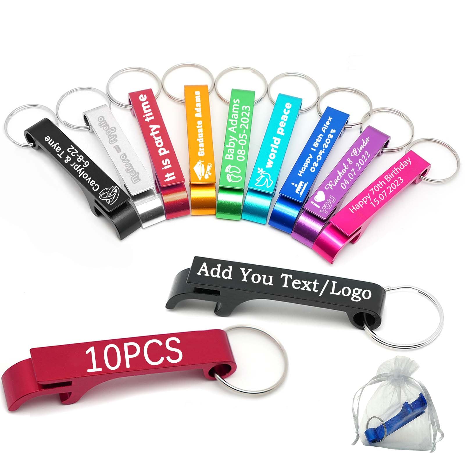 BEXOA EDC 10pcs Personalized Bottle Opener Keychain