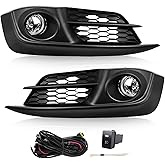 RP Remarkable Power, Fog Light fit for 2016 2017 2018 16 17 18 Civic EX Driving Bumper Lamps Clear Lens Front Bumper Lamps Kit with Wiring and Harness Fog Light Kit