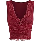 CIDER Lace Crop Tank Tops for Women Going Out V Neck Sleeveless Ruched Tops Trendy Y2K Summer Outfits