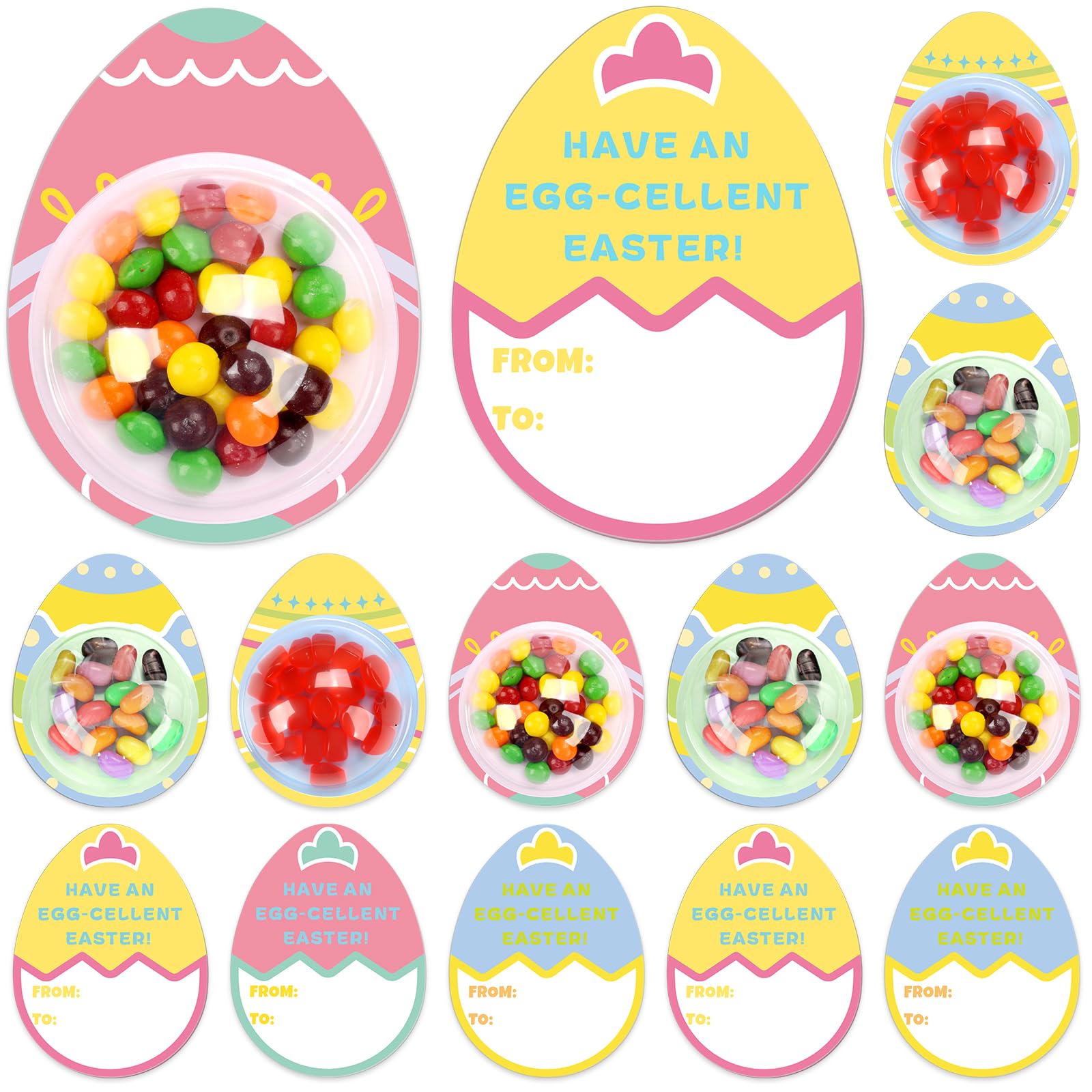 Photo 1 of ***PARTIAL SET/ MISSING PIECES*** KJX 24 Pack Easter Cards for Kids Classroom,DIY Egg Design Easter Candy Cards with Plastic Domes, Easter Party Favors for School Holiday Celebrations Gifts and Craft Activities