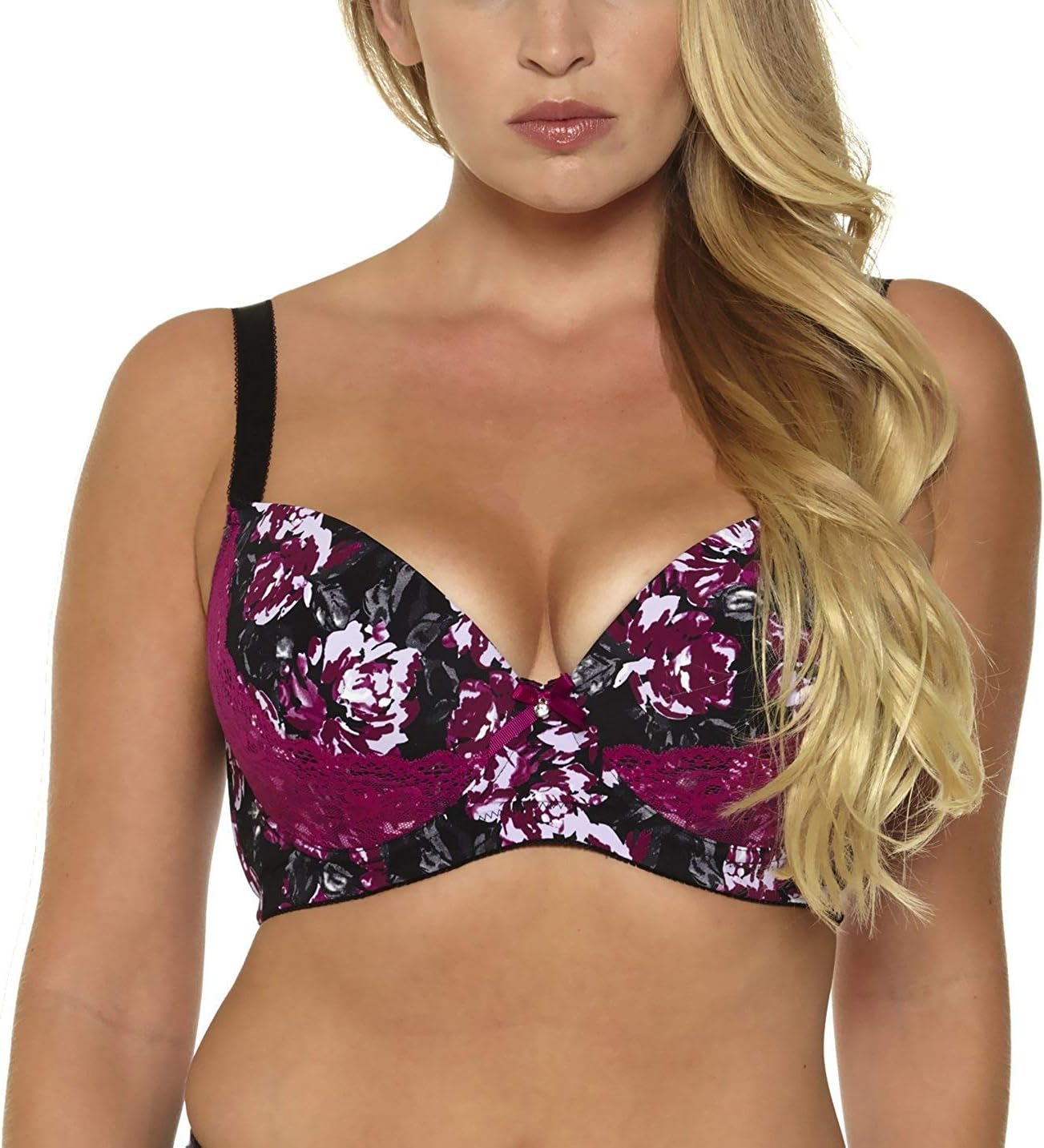 MIERSIDEWomen's Red/Purple Plus Size Sexy Printing Demi Bra