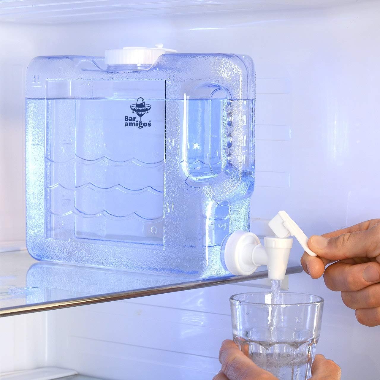 3L Slim Fridge Water Dispenser with Tap By Bar Amigos Plastic PETG Travel Desktop Container Beverage Tank Drink Refillable Shelf Great for Office Camping Juice Drinks Cocktail Holds 3 litres - Image 3
