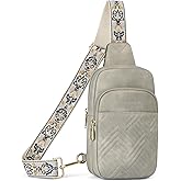 BOSTANTEN Sling Bag Quilted Crossbody Bags for Women Cross Body Purse Leather Fanny Pack with Adjustable Guitar Strap