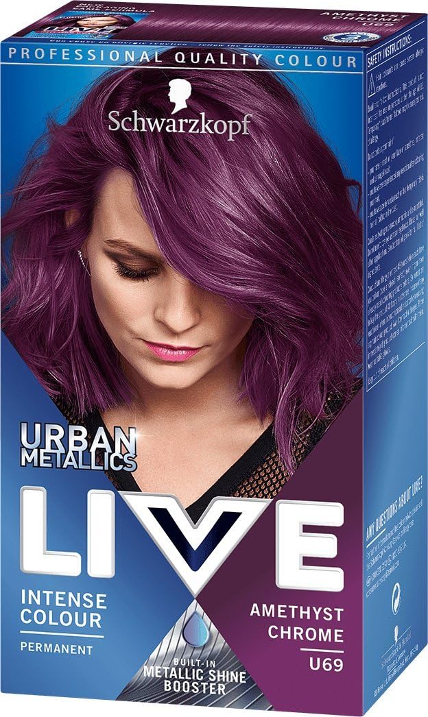 Schwarzkopf Permanent Hair Dye, Live Intense Colour Urban Metallics U69 Amethyst Chrome