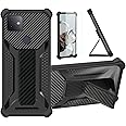 bojioderf Case Compatible for T-Mobile REVVL 4+PLUS Phone Case Cover [with Tempered Glass Screen Protector] Hybrid Case [Folding Support Magnetic] [Frosted anti-fingerprint] Black