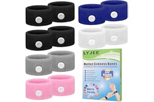 LYJEE 5 Pairs Motion Sickness Nausea Relief Wristbands for Sea Car Flying Pregnant Travel Sickness Bracelet (5pairs)