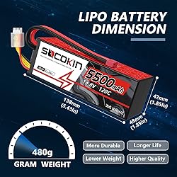 Socokin 4S Lipo Battery 5500mAh 14.8V 120C with T