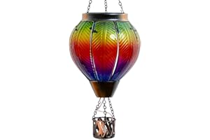 Larekook Solar Hot Air Balloon - Solar Lanterns Outdoor Hanging Waterproof for Garden Yard Patio Farmhouse Decoration，Stained Glass Corrugated