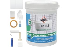 NetLea Tub and Tile Refinishing Kit,Water Based&Low Odor Bathtub Paint White,Bathroom Tile Paint kit with Tools easy to Use,for Bathroom Kitchen Porcelain Fiberglass 50-55sq.ft (35OZ, Fl Oz, 35)