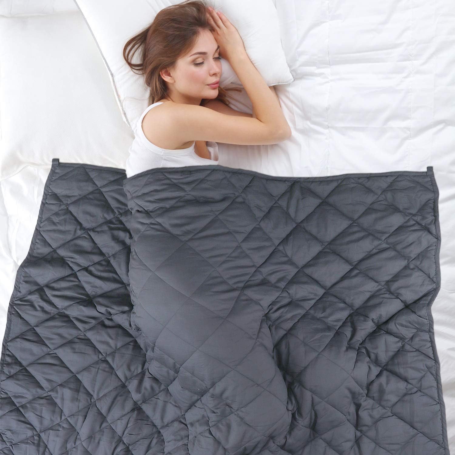 BERRIS Weighted Blanket 60" x 80" 25 lbs - Queen Size Cotton Provide Comfortable Sleep Quality for Kids & Adults,Gray