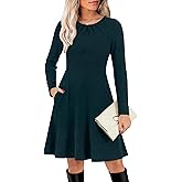 Kranda Women 2026 Spring Midi Dresses Long Sleeve Crewneck Casual Flowy Knit Winter Sweater Dress with Pockets