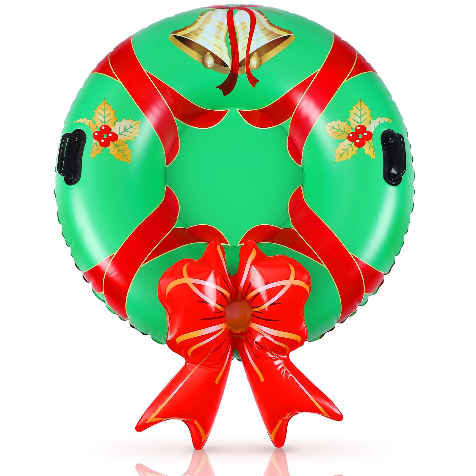Photo 1 of *USED*
Vertintong Large 44.5" Inflatable Snow Tube for Adults, Christmas Wreath Snow Sled with Handles and Heavy Duty Bottom, Fun Red Bow Bell Winter Outdoor Gifts for Sledding Tubing Sports