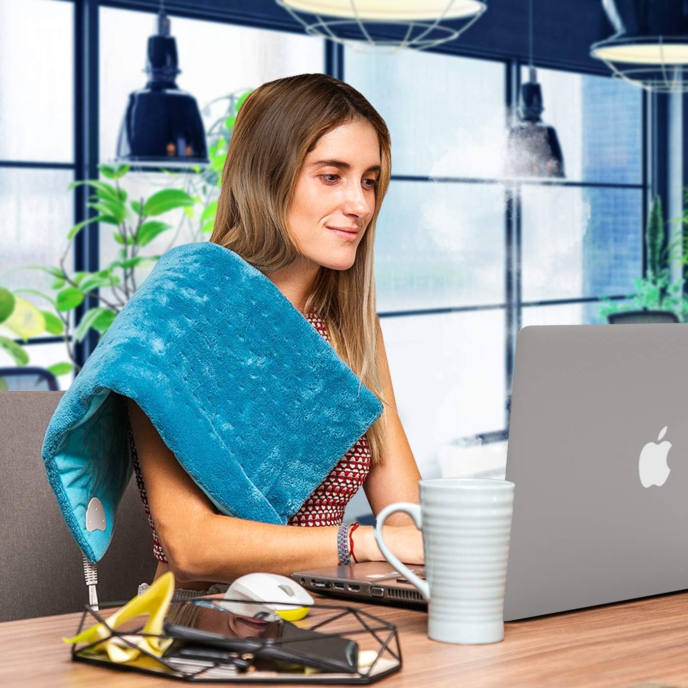 Cure Choice Large Electric Heating Pad for Back Pain Relief + Storage Pouch, Ultra Soft 12"x24" Heating pad for Muscle Cramps - Heated Pad with Adjustable Temperature Settings (Blue): Health & Personal Care