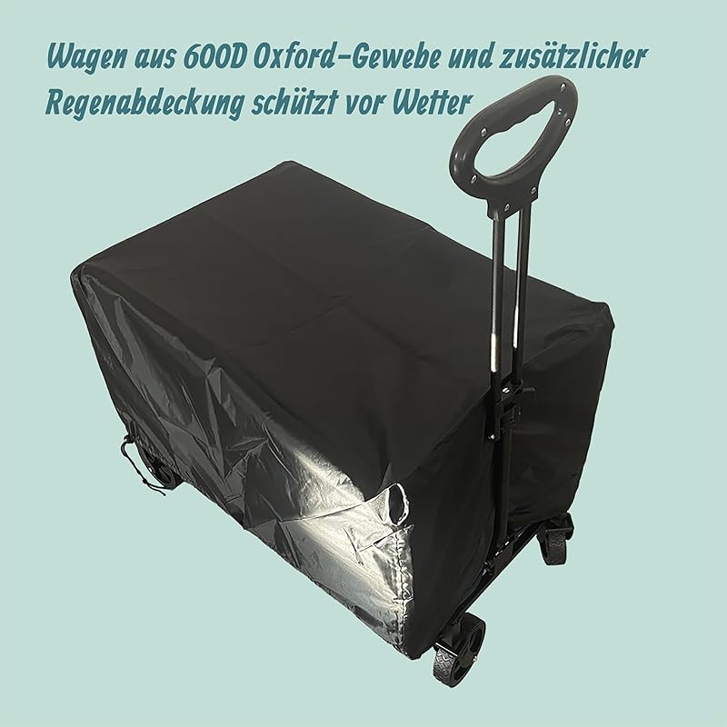 Bollerwagen, faltbar, 150 kg, Teleskopgriff, Heckklappe, schwarz