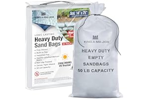 KING-A-MA-JIGS Sand Bags (12 Pack) Empty Sandbags with Ties, Heavy Duty, UV Treated (14" x 25") Non-Slip Empty Bags for Sand - (12 Pack)