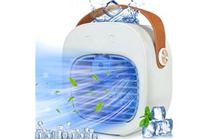 OHMANHE Portable Air Conditioners, 5200mAh Rechargeable Mini Air Conditioner Fan with 3 Wind Speeds, Quiet Personal Small Desk Air Cooler for Bedroom/Car/Home/Camping/Travel/Office (White, Portable)