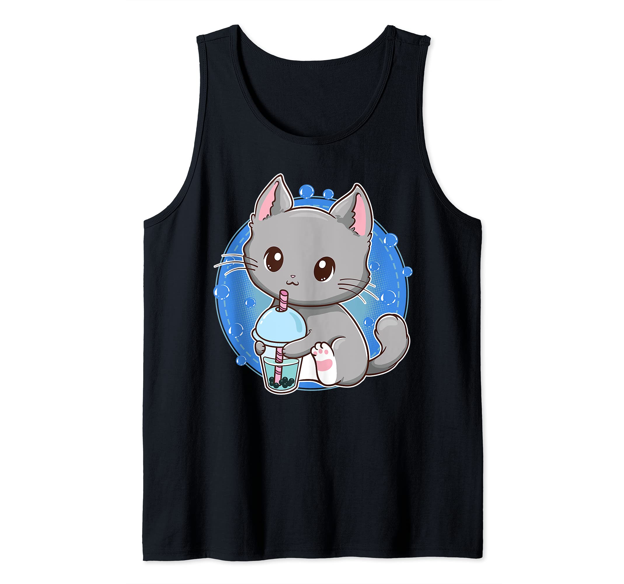 Kawaii Japanese Anime Cat Bubble Tea - Neko Kitty Tank Top