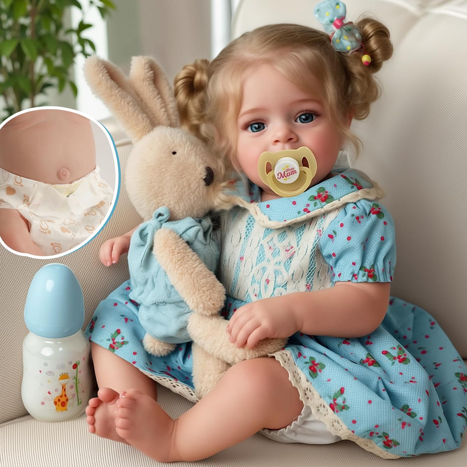Photo 1 of JIZHI Lifelike Reborn Baby Dolls - 18 Inch Realistic-Newborn Baby Dolls Vinyl Full Body Blond Girl Handmade Real Life Toddler Dolls with Clothes for Kids Age 3+