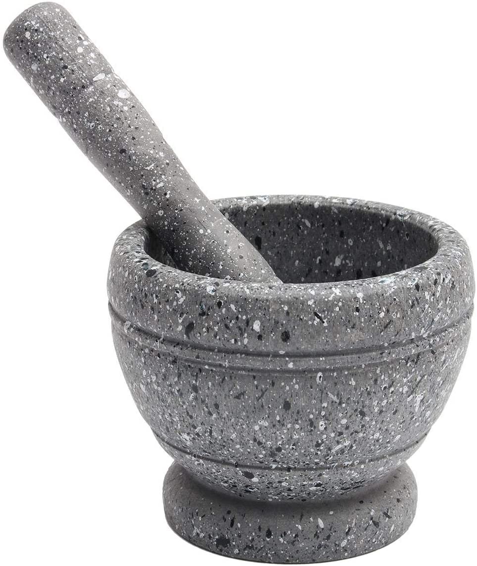 Resin Mortar and Pestle Set, Guacamole Bowl Molcajete Grinder Garlic Spices Herbs Mortar Pestle Set, Great for Guacamole Spice,Cooking Tools Supplies, Small 4.3 Inch Holds 1.5 Cups,Not made by Stone