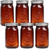 YEBABFIT 6 Pack Of 32 Oz Amber Mason Jars, Wide Mouth Mason