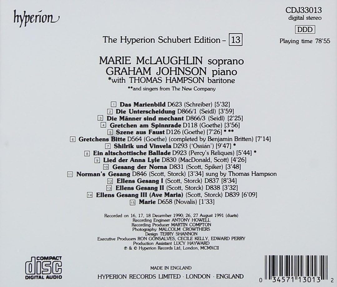 Schubert: The Hyperion Schubert Edition, Vol. 13 - Marie McLaughlin - Lieder Sacred & Profane - Image 3