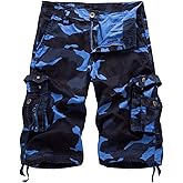 IDEALSANXUN Men's Casual Loose Fit Multi-Pockets Military Cargo Shorts