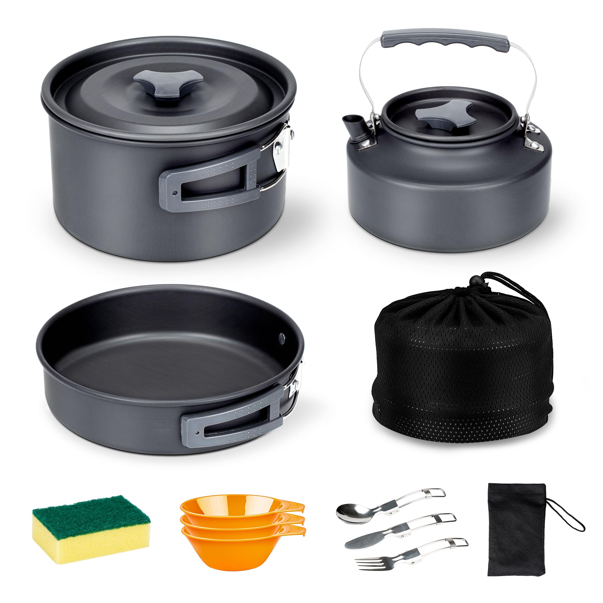 Photo 1 of Alocs Camping Cooking Set Camping Gear, Camping Pots and Pans Set, Portable Camping Cookware Camping Essentials with Accessories for Outdoor Cooking, Backpacking, Hiking and Picnic.