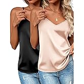 Zeagoo Women's Silk Satin Tank Tops 2026 V Neck Adjustable Spaghetti Strap Sleeveless Camisole Summer Basic Blouse